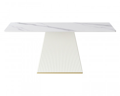 Crenus Luna Rectangular Dining Table - White/Gold