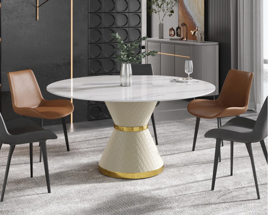 Crenus Raffinata Round Dining Table - White, 53.15”