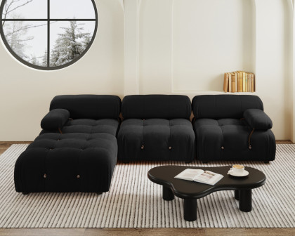 Crenus Lusso 103.95" L-Shaped Velvet Sectional Sofa With Ottoman - Black