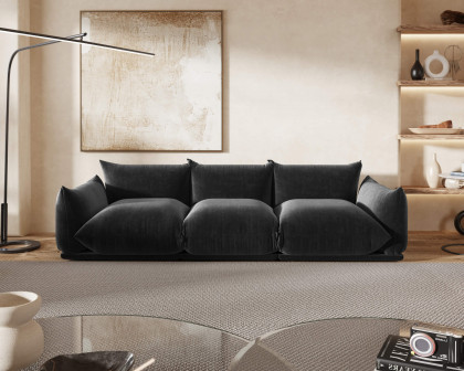 Crenus Sereno 103.93" 3-Seater Sofa Chenille Floor Sectional Couch - Black