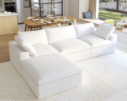 Crenus - Cloud 120.45" Sectional Sofa-L Shaped with Ottoman Removable Sofa Cover