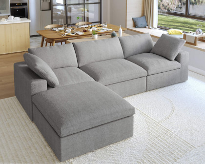 Crenus - Cloud 120.45" Sectional Sofa-L Shaped with Ottoman Removable Sofa Cover