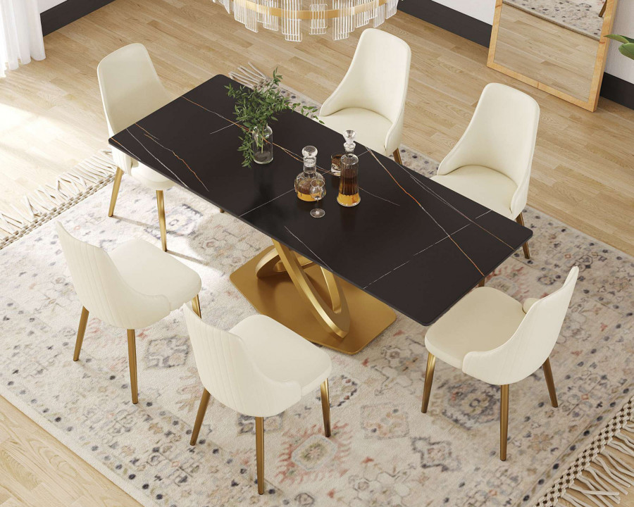 Crenus - Marmo Dorato Rectangular Dining Table