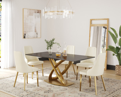 Crenus - Marmo Dorato Rectangular Dining Table