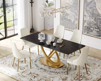 Crenus - Marmo Dorato Rectangular Dining Table