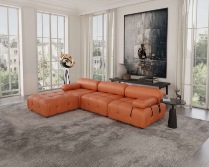 Crenus Lusso 103.95" 3-Seater Leather Sofa With Ottoman Water Resistant Anti scratch - Brown