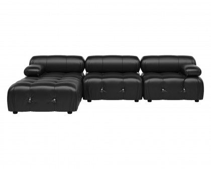 Crenus Lusso 103.95" 3-Seater Leather Sofa With Ottoman Water Resistant Anti scratch - Brown