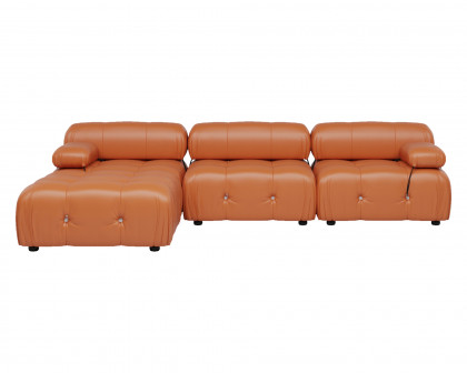 Crenus Lusso 103.95" 3-Seater Leather Sofa With Ottoman Water Resistant Anti scratch - Brown