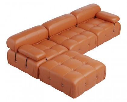 Crenus Lusso 103.95" 3-Seater Leather Sofa With Ottoman Water Resistant Anti scratch - Brown