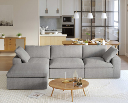 Crenus Cloud 120.45" Sectional Sofa-L Shaped with Ottoman Removable Sofa Cover - Light Gray