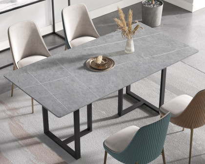 Crenus Trani Rectangular Dining Table - Gray/Black, 70.87''