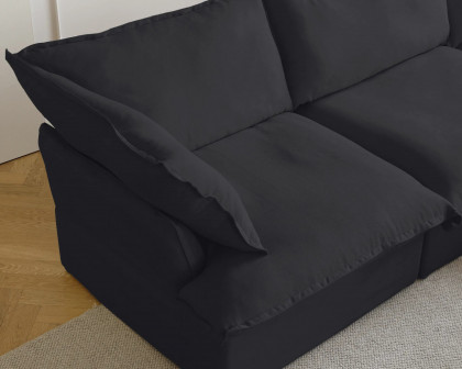 Crenus Softspot 122.82" Sectional Sofa 3-Seater with Sofa Cover - Black