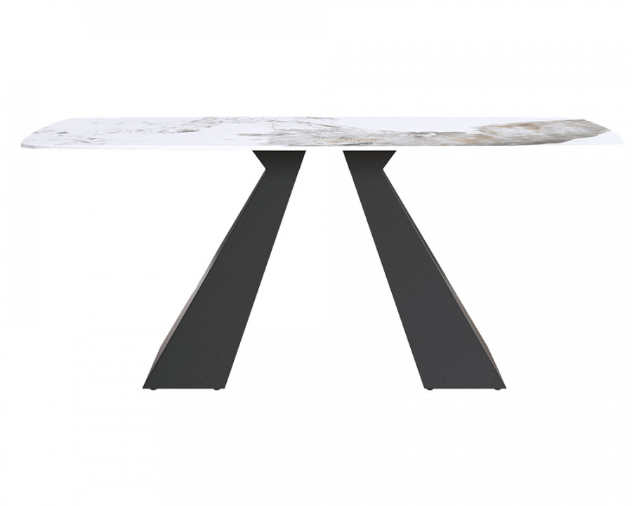 Crenus La Regina Curved Rectangular Dining Table - Pandora/Black, 63"