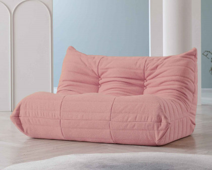 Crenus Caterpillar 53.15″ Floor Loveseat Sofa Teddy Velvet - Pink