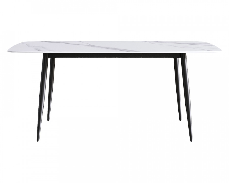 Crenus Cavaliere Curved Rectangular Dining Table - White/Black, 63"