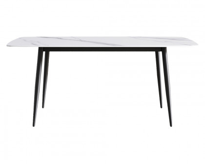 Crenus Cavaliere Curved Rectangular Dining Table - White/Black, 63"