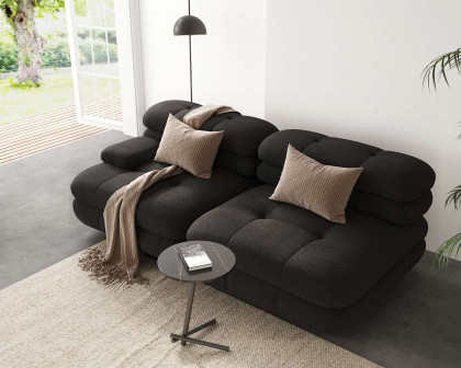 Crenus Biscotto 73.23" Velvet Two Seater Sectional - Black