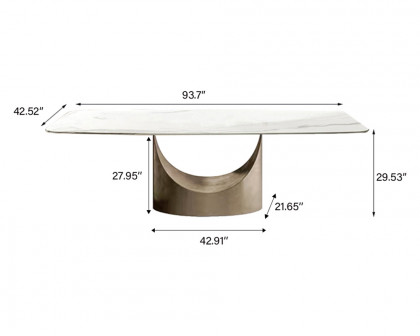 Crenus Hobart Rectangular Dining Table - White/Gold, 70.87''