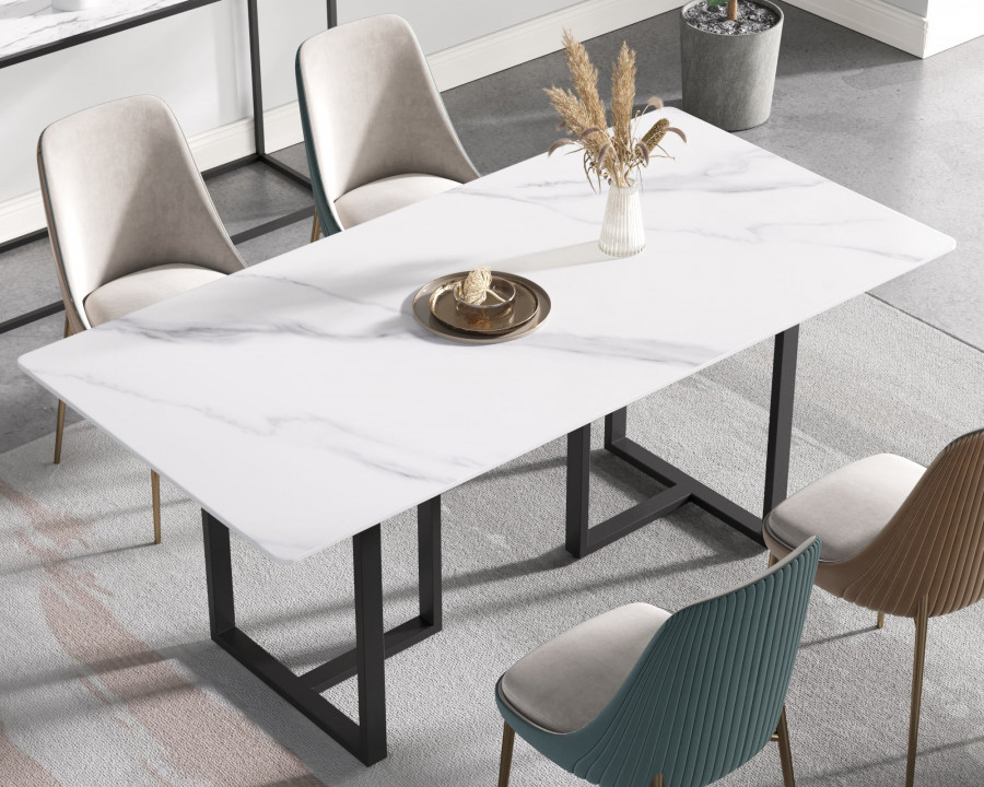 Crenus Trani Rectangular Dining Table - White/Black, 70.87''