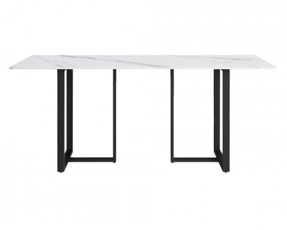 Crenus Trani Rectangular Dining Table - White/Black, 70.87''