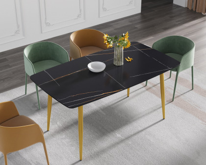 Crenus Cavaliere Curved Rectangular Dining Table - Black, 70.87''