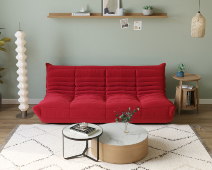 Crenus Caterpillar 68.9" 3 Seater Floor Sofa - Red