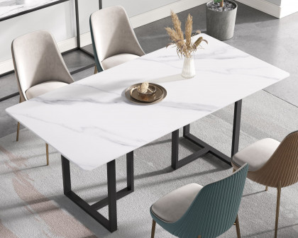 Crenus Trani Rectangular Dining Table - White/Black, 63"