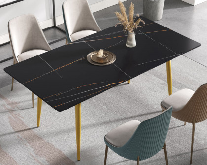 Crenus Sophia Rectangular Dining Table - Black/Gold, 63"