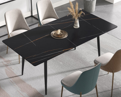 Crenus Sophia Rectangular Dining Table - Black/Gold, 63"