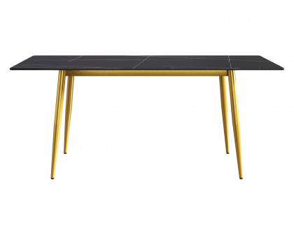 Crenus Sophia Rectangular Dining Table - Black/Gold, 63"