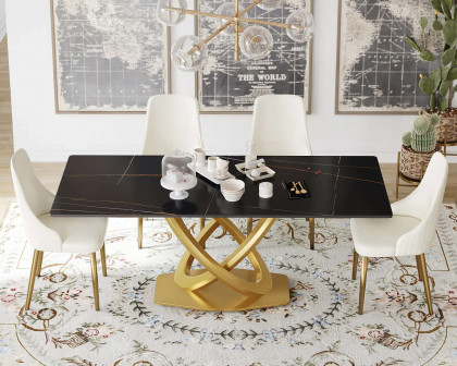 Crenus Marmo Dorato Rectangular Dining Table - White/Gold