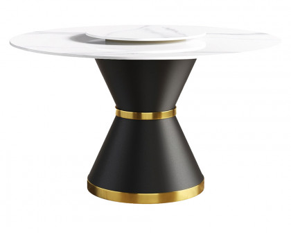 Crenus Raffinata Round Dining Table - White/Black, 59.05”