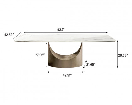 Crenus Hobart Rectangular Dining Table - White/Gold, 62.99”