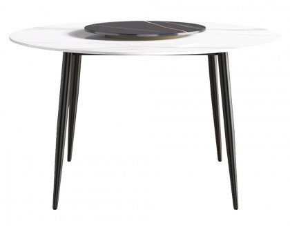 Crenus Lazy Sysan Round Dining Table - White/Gold, 53.15”