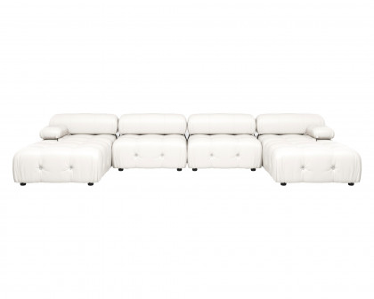 Crenus - Lusso 138.60" U-Shaped Leather Sectional Sofa Lounge With 2 Ottomans