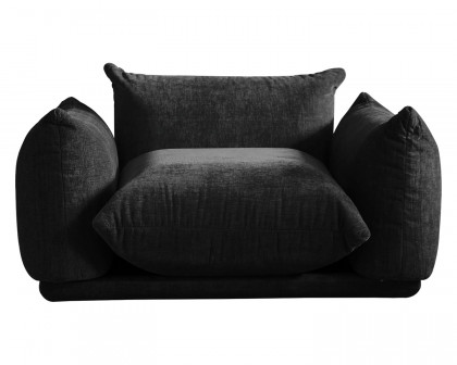 Crenus Sereno 50.39" Single Armrest Sofa Chenille Floor Sofa - Black