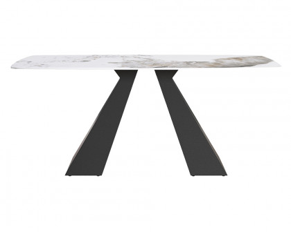 Crenus La Regina Curved Rectangular Dining Table - Black/Gold, 70.87''