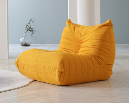 Crenus 34.25" Caterpillar Sofa Chair - Yellow, Teddy Velvet