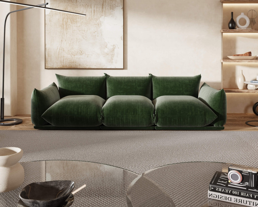 Crenus Sereno 103.93" 3-Seater Sofa Chenille Floor Sectional Couch - Green