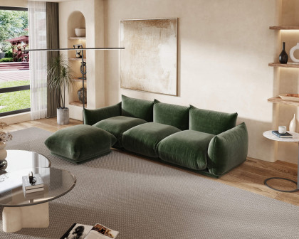 Crenus Sereno 103.93" 3-Seater Sofa Chenille Floor Sectional Couch - Green