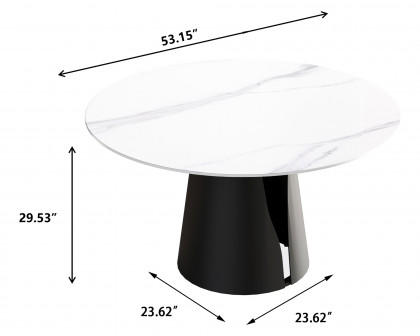 Crenus Cigno Round Dining Table with Black Lazy Susan - White/Nero, 59.05”