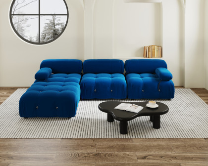 Crenus - Lusso 103.95" L-Shaped Velvet Sectional Sofa With Ottoman