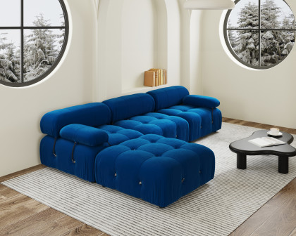 Crenus - Lusso 103.95" L-Shaped Velvet Sectional Sofa With Ottoman