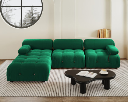 Crenus - Lusso 103.95" L-Shaped Velvet Sectional Sofa With Ottoman