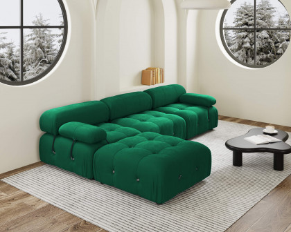 Crenus - Lusso 103.95" L-Shaped Velvet Sectional Sofa With Ottoman