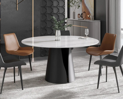 Crenus Cigno Round Dining Table with White Lazy Susan - White/Nero, 53.15”