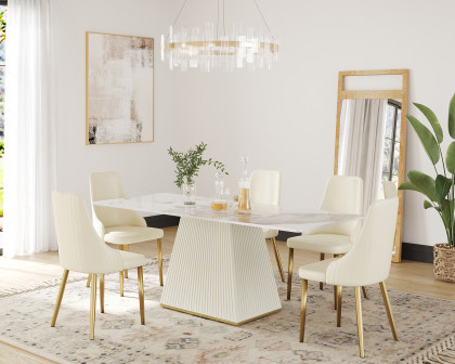 Crenus Luna Rectangular Dining Table - Pandora/Gold