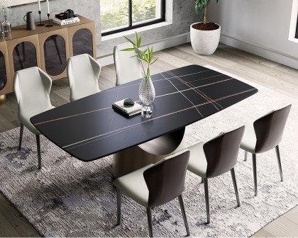 Crenus Hobart Rectangular Dining Table - Black/Gold, 70.87''