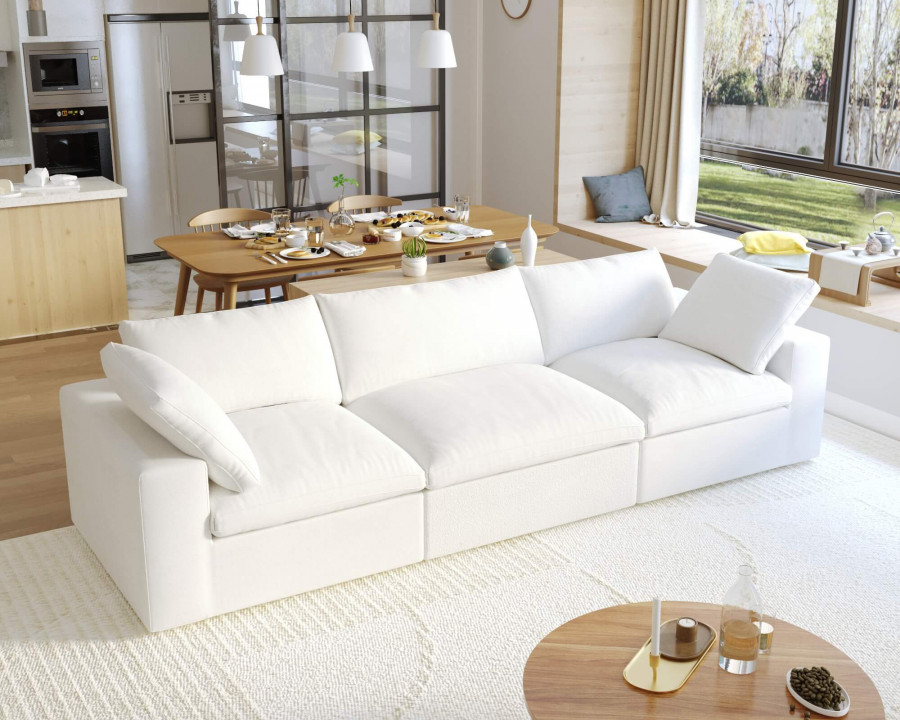 Crenus - Cloud 120.45" Linen Sectional Sofa 3-Seater Removable Cover