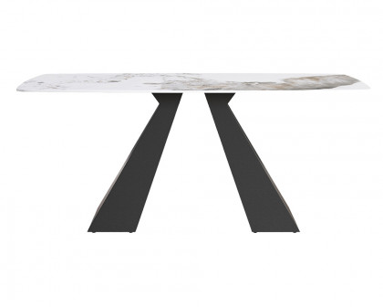 Crenus La Regina Curved Rectangular Dining Table - Pandora/Black, 70.87''